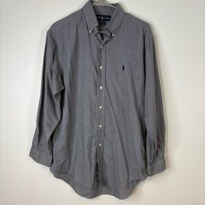 Ralph Lauren Men’s Button Down Dress Shirt Black White Hounds Tooth Size 15 1/2